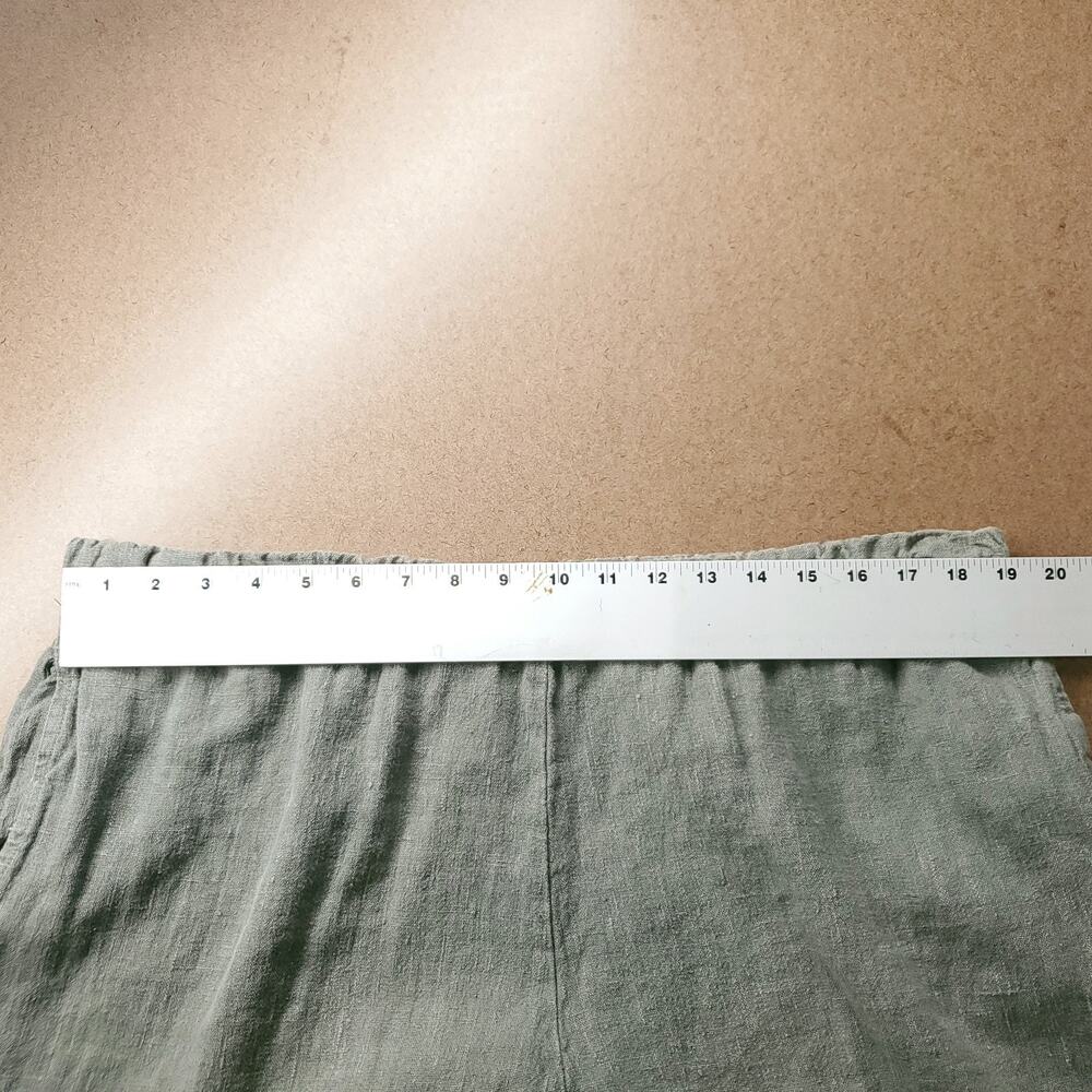 Bryn Walker Pants Women M Olive Wide Leg Crop Linen Boho Lagenlook Cottage Beach - Picture 6 of 11